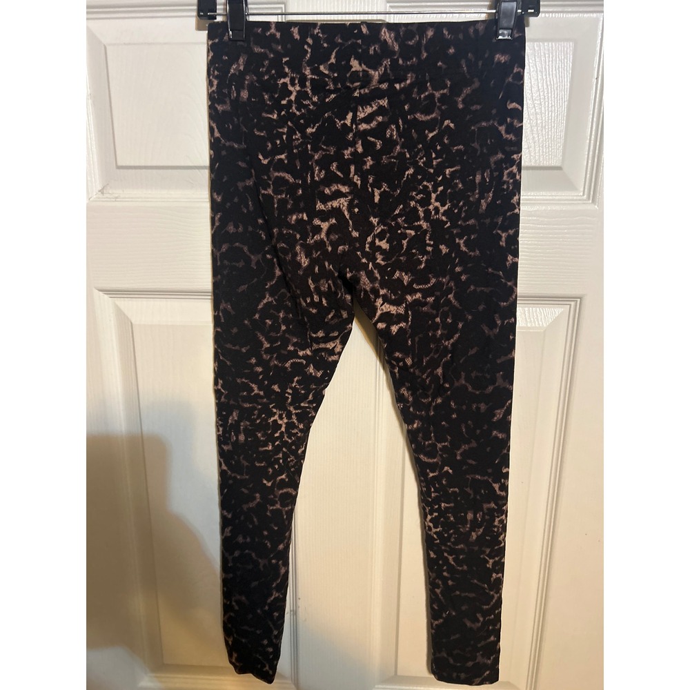 Soma Womens Abstract Animal Print Leggings Black Tan Stretch Slim Fit Small - Picture 3 of 3